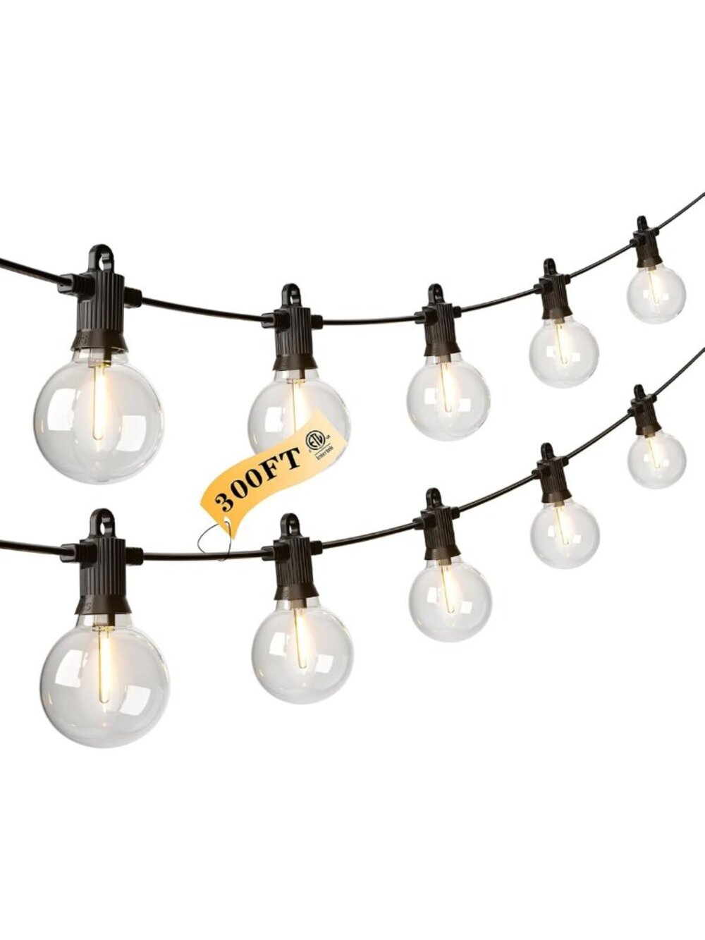 Kawaya G40 Outdoor String Lights 300FT IP65 Waterproof 2700K Patio Light